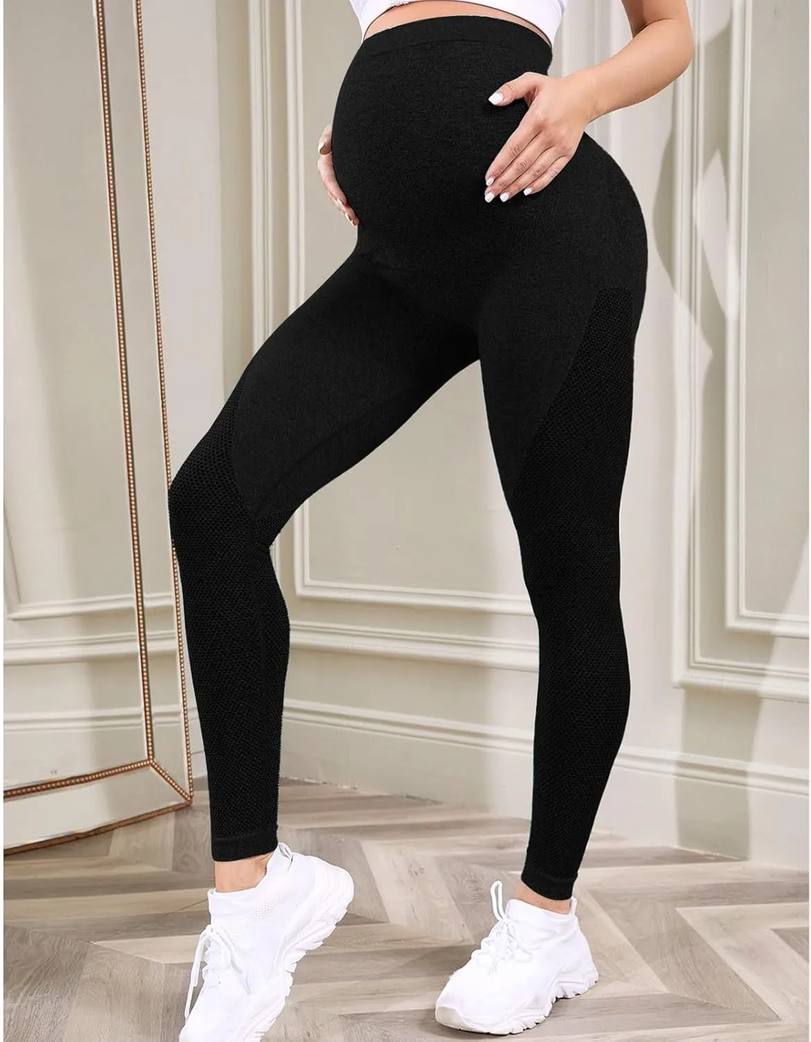ADHOWBEW Leggings for Women Workout Tummy Control Athletic Plus Size Workout High Waisted Stretch Joggers