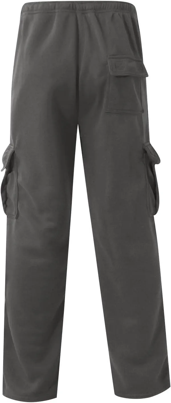 Baggy Cargo Pants Men Elastic Waist Open Bottom Sweatpants Loose Fit Lightweight Hiking Work Pants Multi Pockets
