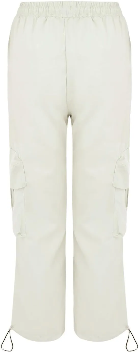 Baggy Cargo Pants Women Casual High Waisted Parachute Pants Drawstring Loose Hip Hop Wide Leg Pant Y2K Streetwear