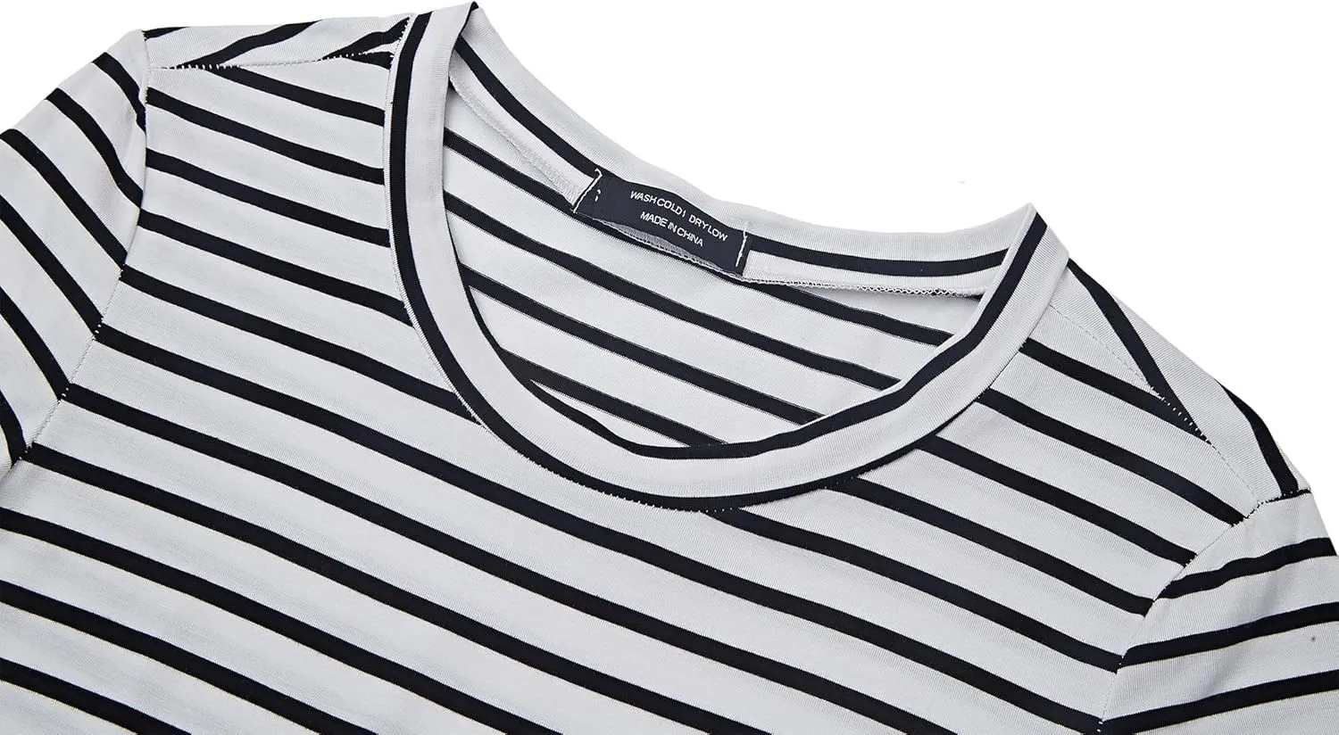 BI.TENCON Women's Striped Pleated Casual A-Line Dresses Knee Length with Pockets