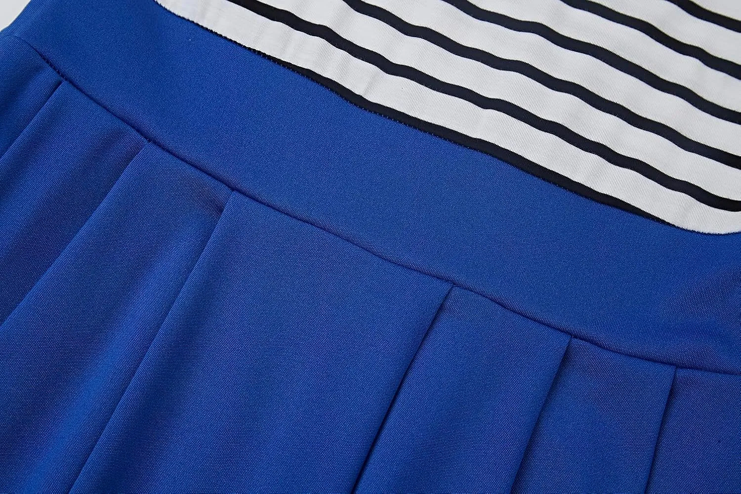 BI.TENCON Women's Striped Pleated Casual A-Line Dresses Knee Length with Pockets
