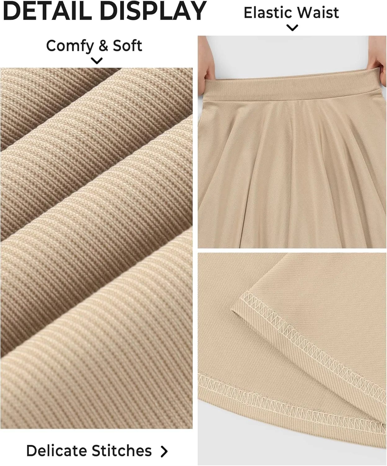 BOOPH Kids Girls Skirt Casual Mini Flare Plain Pleated Stretch Waist Skater Uniform Skirts