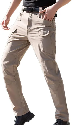 Cargo Joggers for Men Elastic Waist Stretch Athletic Sweatpants Baggy Outdoor Trousers with Multi Pockets