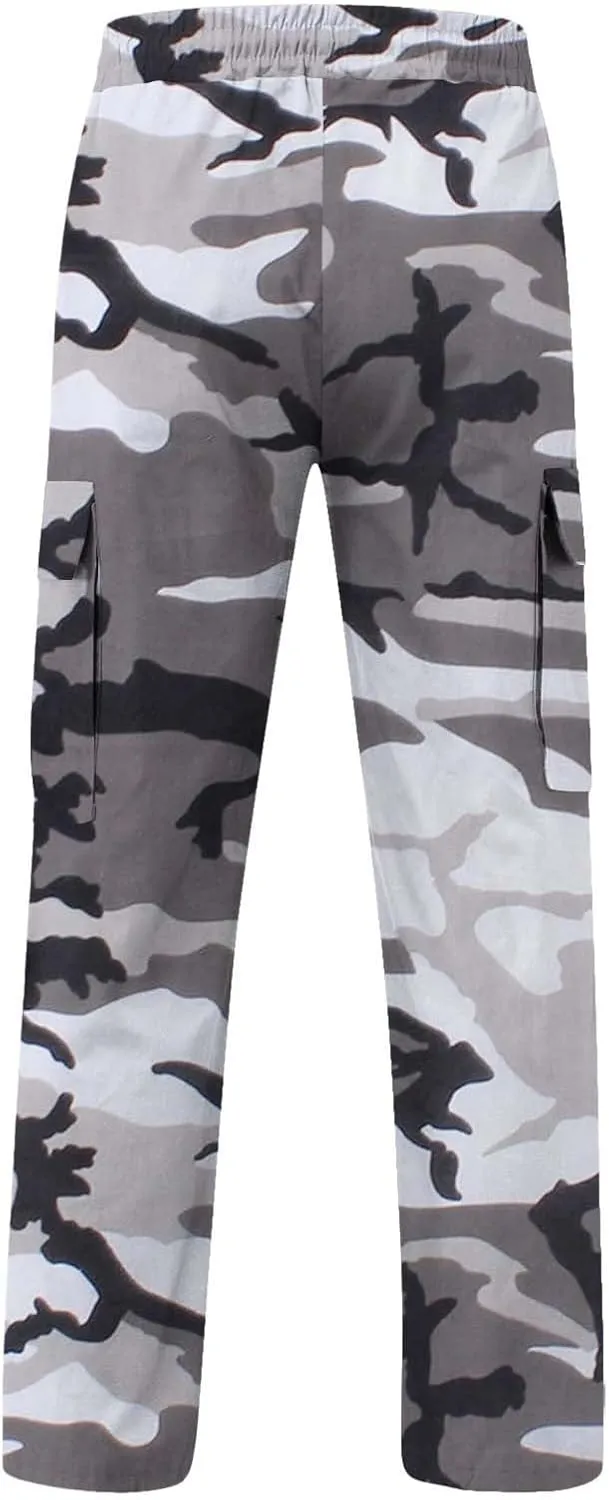 Cargo Pants for Men Relaxed Fit Casual Cargo Joggers Men Sweatpants Drawstring Elastic Waist Hiking Pants with Pockets