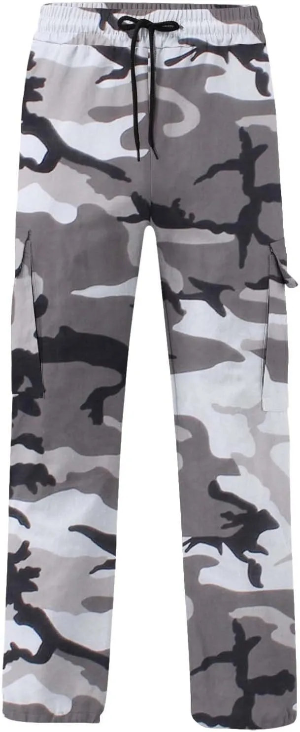 Cargo Pants for Men Relaxed Fit Casual Cargo Joggers Men Sweatpants Drawstring Elastic Waist Hiking Pants with Pockets