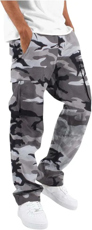 Cargo Pants for Men Relaxed Fit Casual Cargo Joggers Men Sweatpants Drawstring Elastic Waist Hiking Pants with Pockets