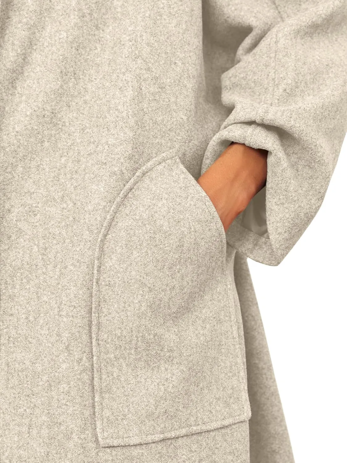 Cicy Bell Womens Long Pea Coats Oversized Wrap Wool Blend Trench Coats Winter Open Front Cardigan Overcoats