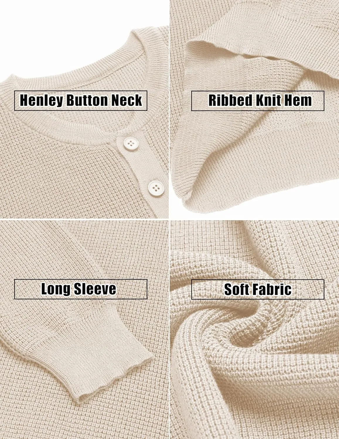 COOFANDY Men's Waffle Henley Shirts Crewneck Lightweight Sweater Long Sleeve Causal Knitted Pullover T Shirt