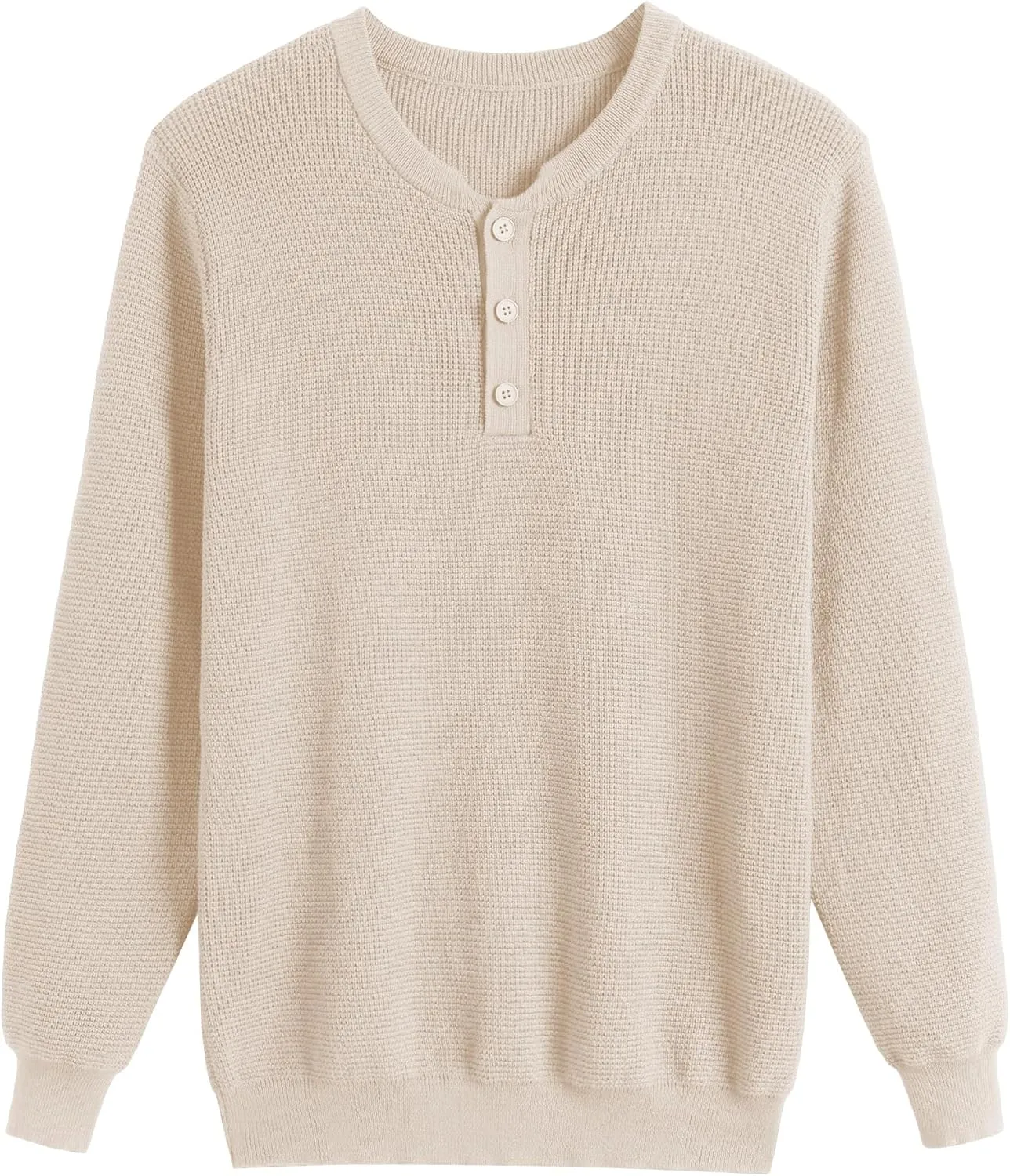 COOFANDY Men's Waffle Henley Shirts Crewneck Lightweight Sweater Long Sleeve Causal Knitted Pullover T Shirt