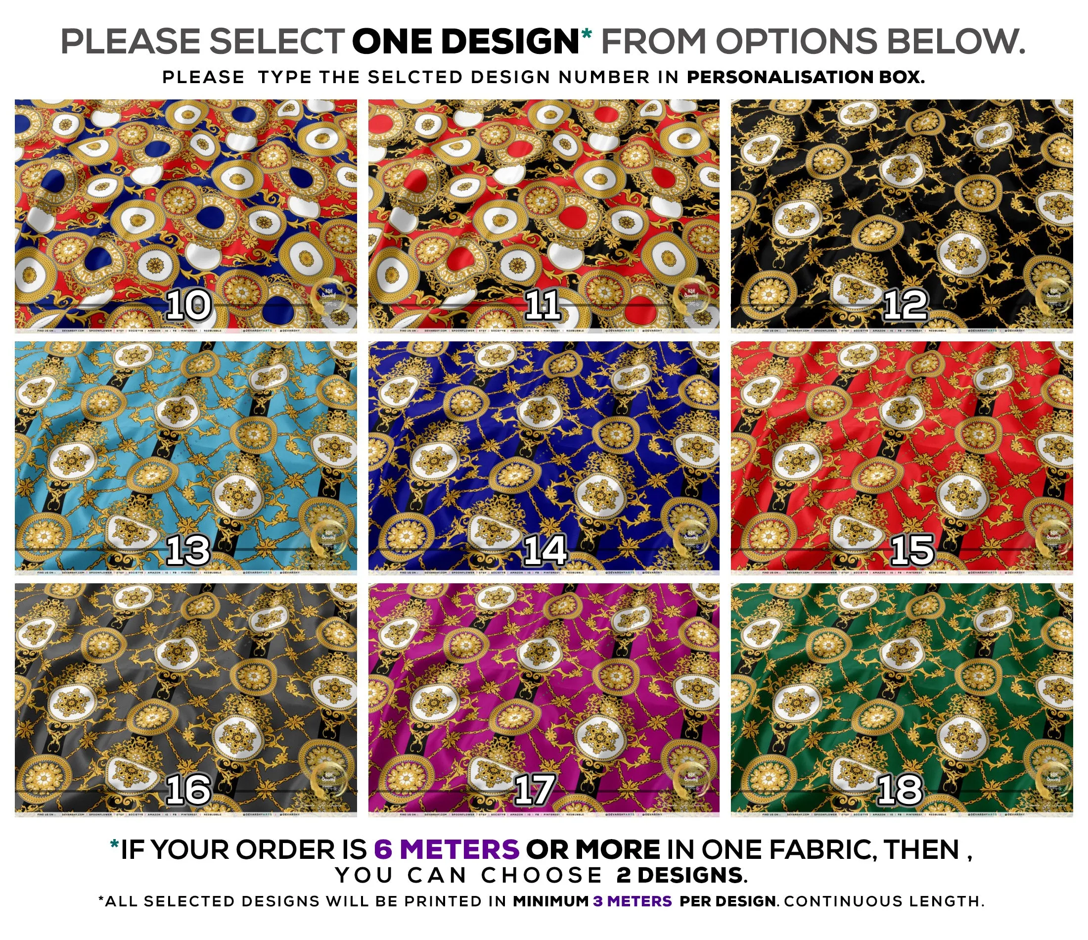 Decorative Circles Apparel Fabric 3Meters , 9 Designs | 8 Fabrics Option | Fabric By the Yard | 031