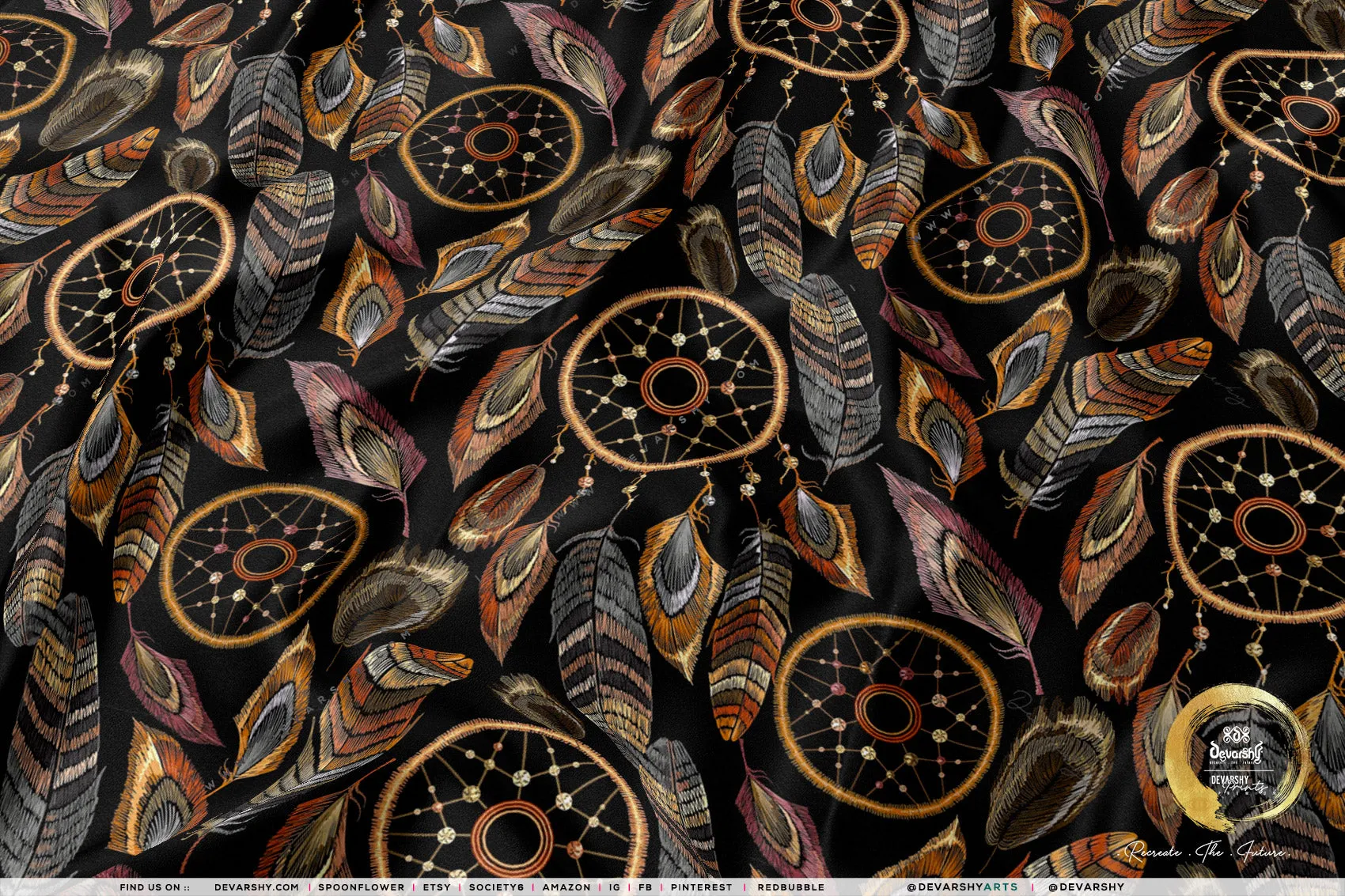 Dream Catcher Apparel Fabric 3Meters , 6 Designs | 8 Fabrics Option | Boho Fabric By the Yard | 040
