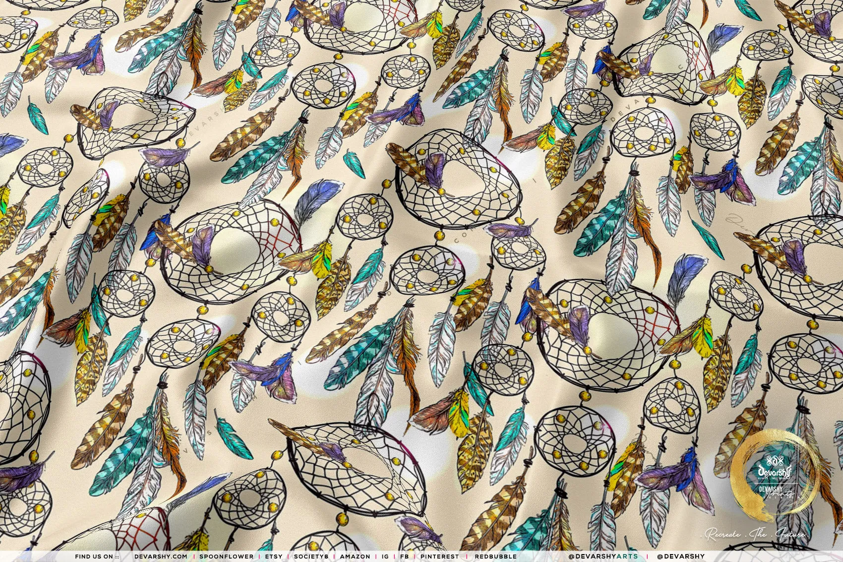 Dreamcatchers Apparel Fabric 3Meters , 6 Designs | 8 Fabrics Option | Boho Fabric By the Yard | 040