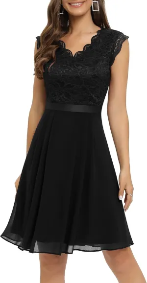 Dressystar Women's V Neck Sleeveless Lace Bridesmaid Dress Wedding Party Gown
