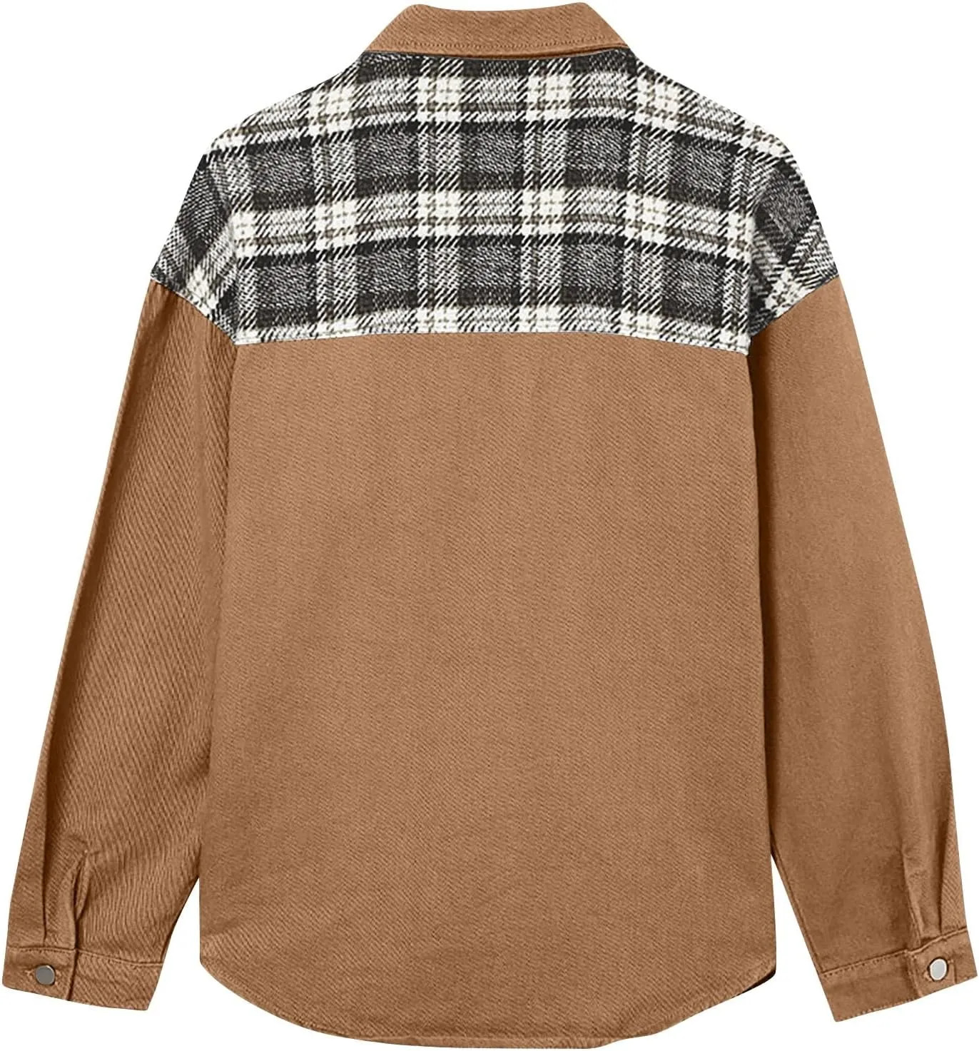 Fall Outfits for Women 2024 Oversized Plaid Denim Jacket Long Sleeve Button Down Shacket Jean Jacket with Pockets