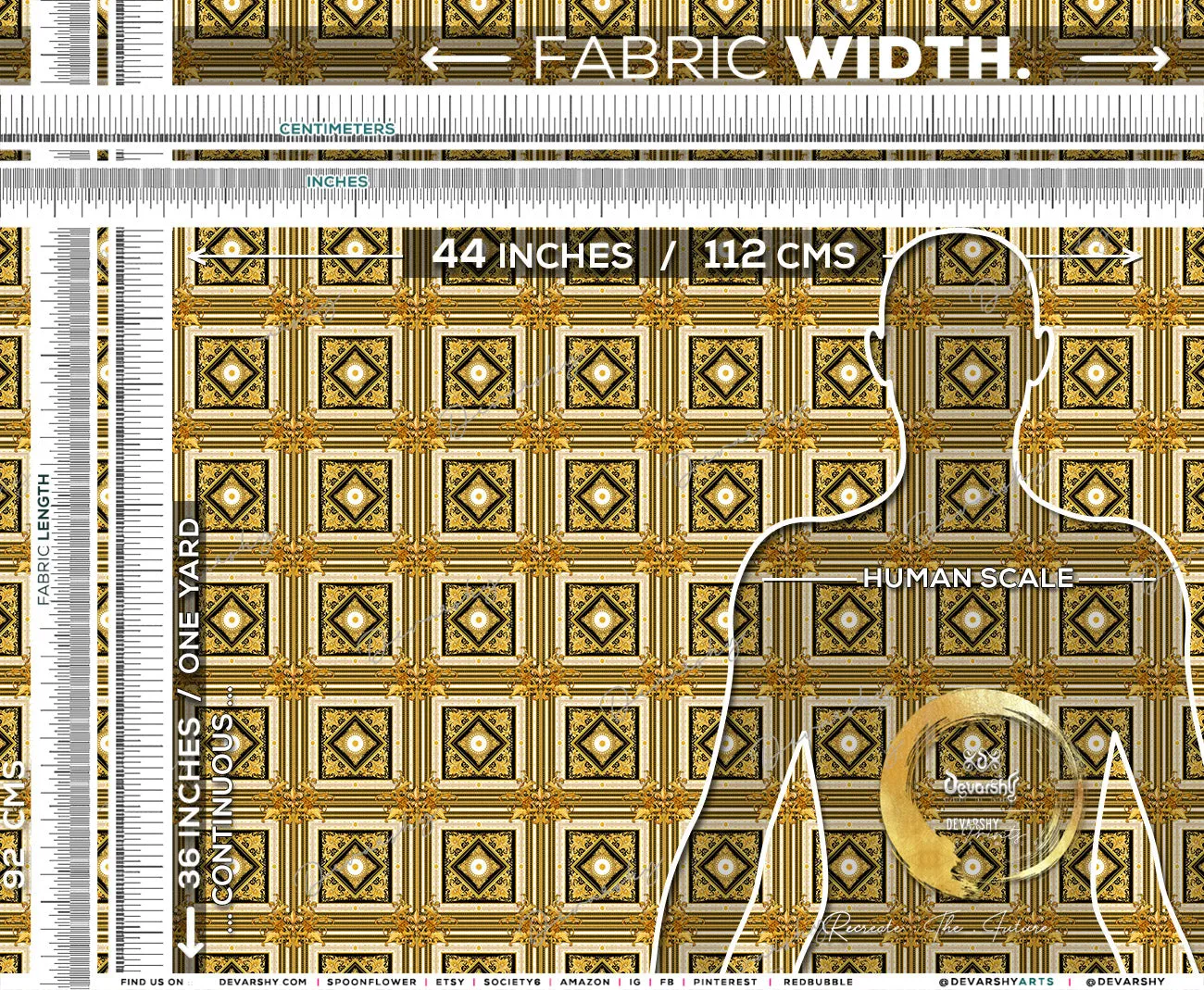 Italian Square Apparel Fabric 3Meters , 9 Designs | 8 Fabric Options | Baroque Fabric By the Yard | D20334