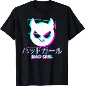 Japanese Glitch Bad Girl Anime Aesthetic Vaporwave 90s Japan T-Shirt