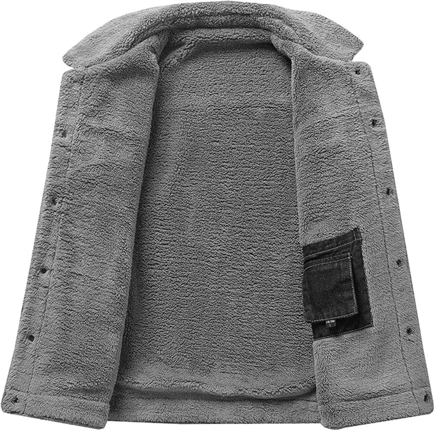 JEKE-DG Men's Warm Casual Thicken Denim Jacket Button Down Fleece Lined Jean Jacket Long Sleeve Vintage Winter Jean Coat