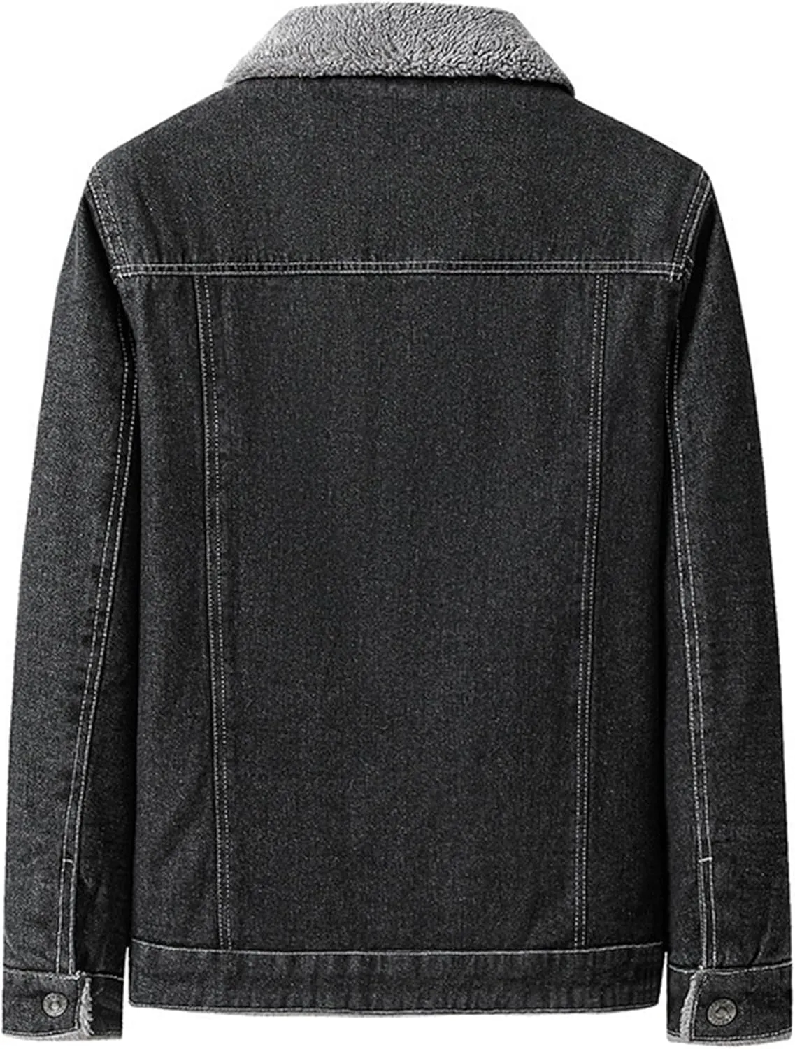JEKE-DG Men's Warm Casual Thicken Denim Jacket Button Down Fleece Lined Jean Jacket Long Sleeve Vintage Winter Jean Coat