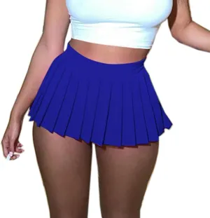 Joe Wenko Womens Mini Pleated Skirts Sexy Club Y2k High Waist Tennis Skater A-line Skirt