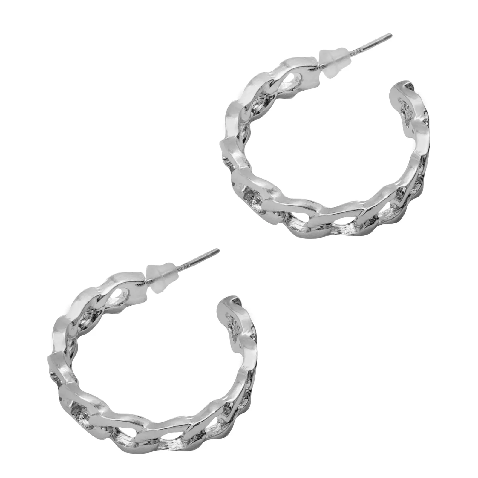 Joker & Witch Hint Chain Link Silver Hoop for Women