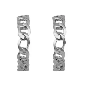 Joker & Witch Hint Chain Link Silver Hoop for Women