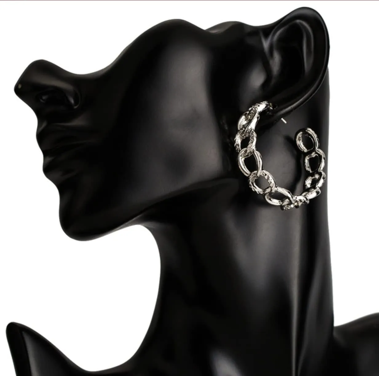 Joker & Witch Hint Chain Link Silver Hoop for Women