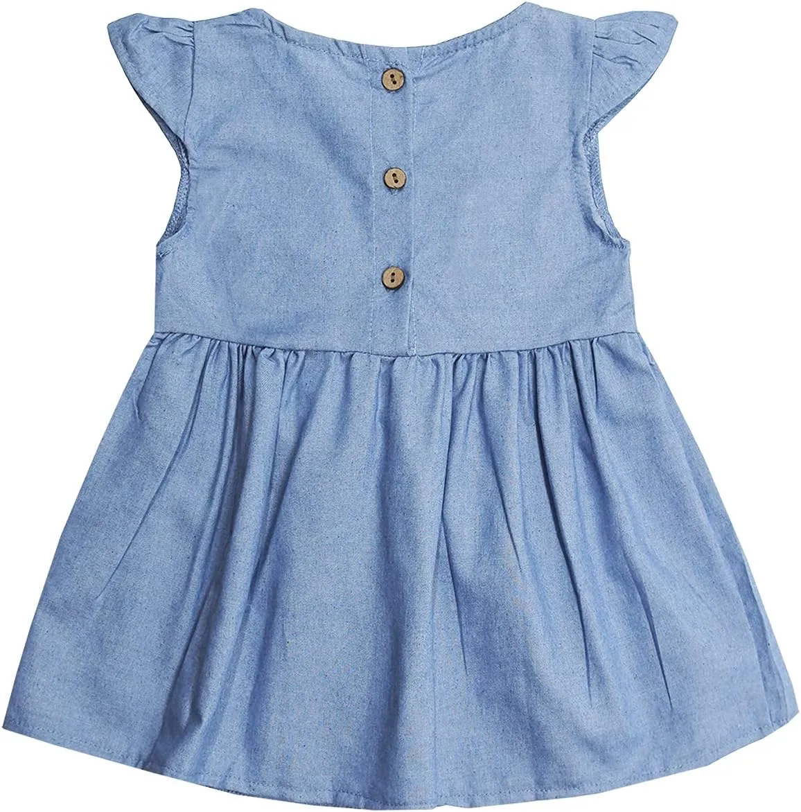 KIDSCOOL SPACE Baby Girls Overalls Jean Dress, Flower Embroidered Double Color Spliced Tulle Skirts