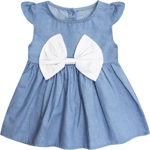 KIDSCOOL SPACE Baby Girls Overalls Jean Dress, Flower Embroidered Double Color Spliced Tulle Skirts