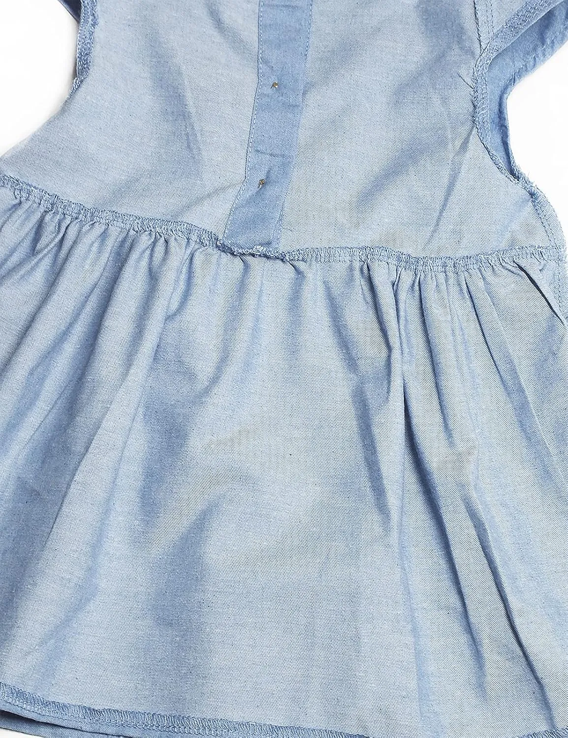 KIDSCOOL SPACE Baby Girls Overalls Jean Dress, Flower Embroidered Double Color Spliced Tulle Skirts