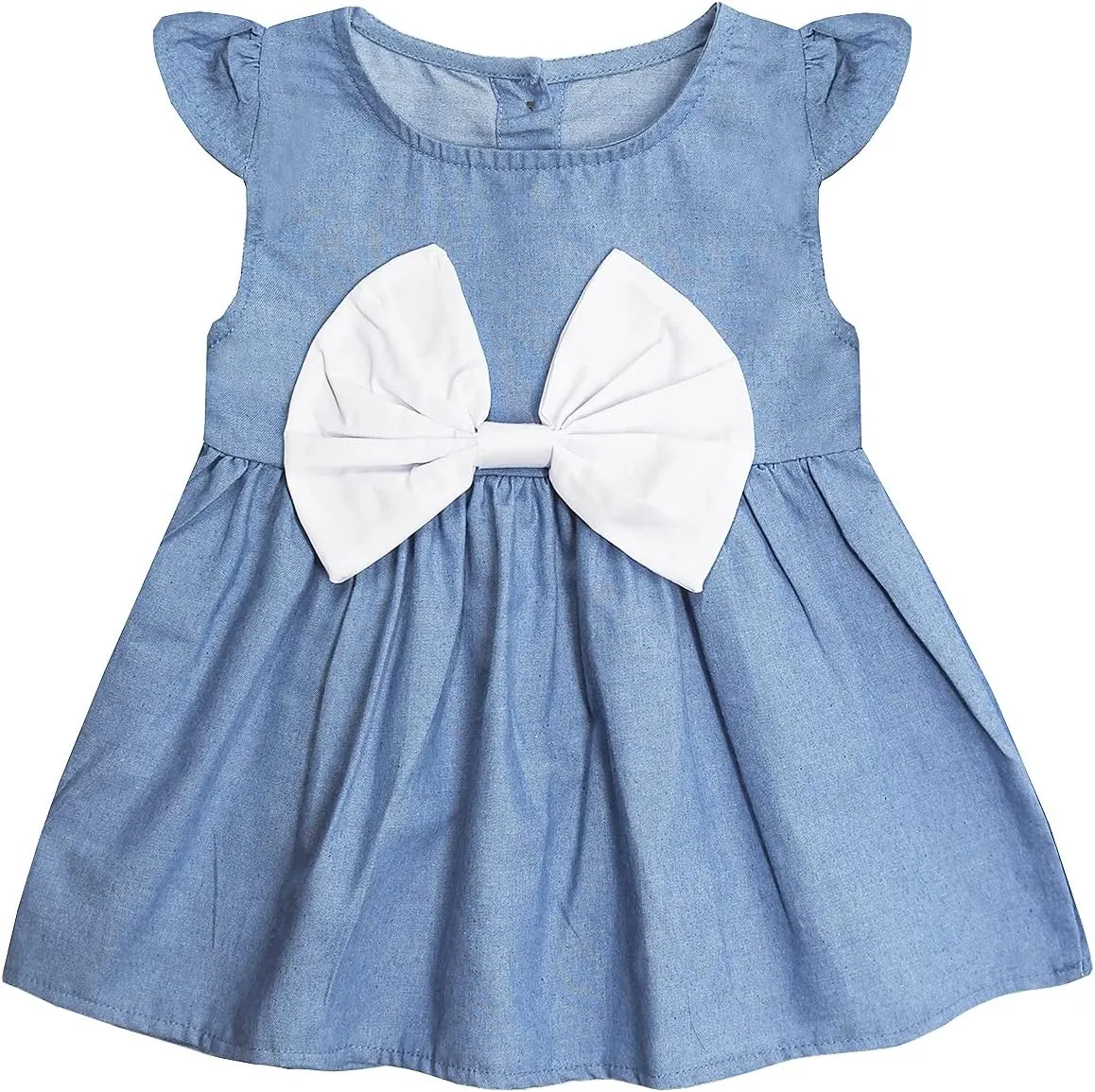 KIDSCOOL SPACE Baby Girls Overalls Jean Dress, Flower Embroidered Double Color Spliced Tulle Skirts
