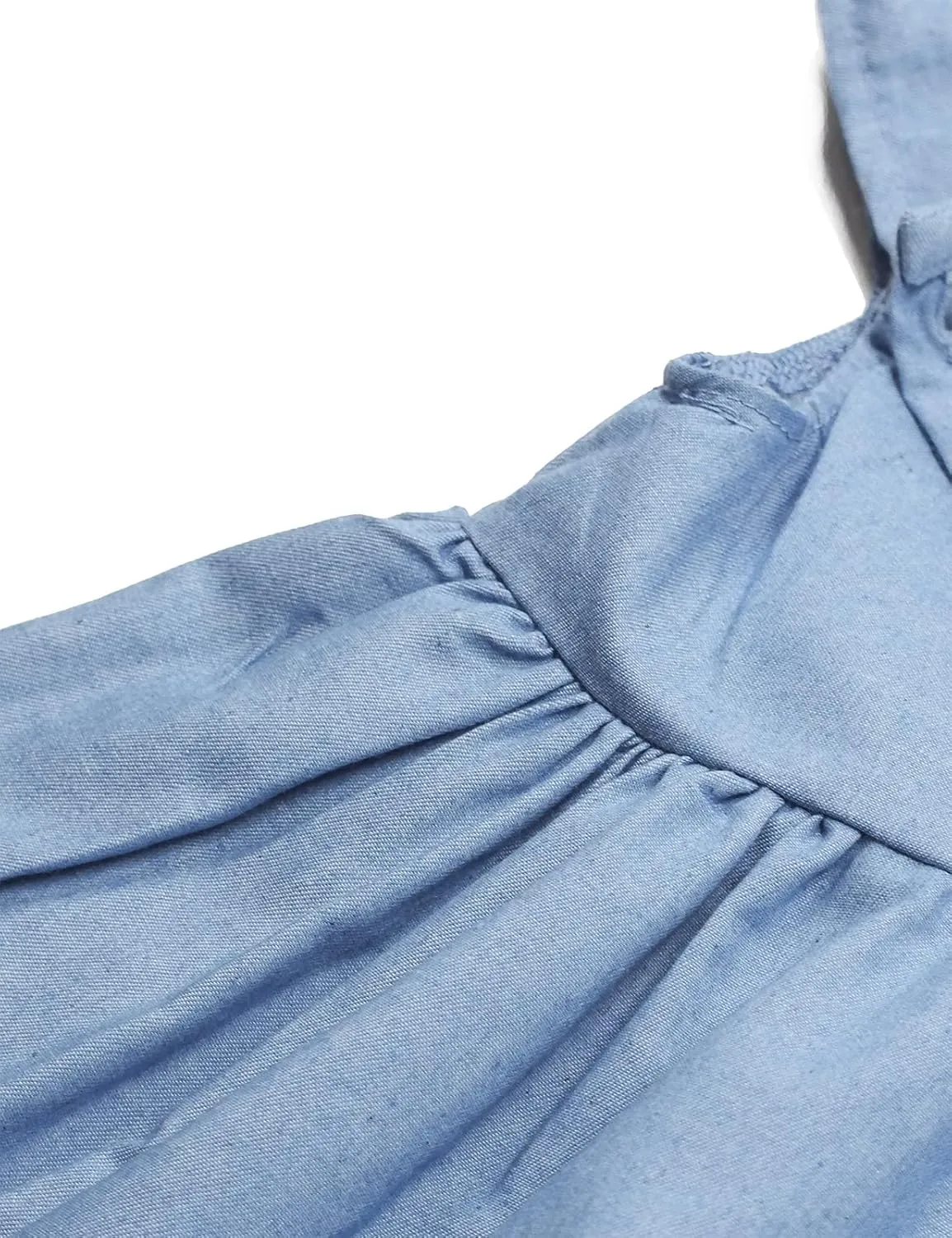 KIDSCOOL SPACE Baby Girls Overalls Jean Dress, Flower Embroidered Double Color Spliced Tulle Skirts