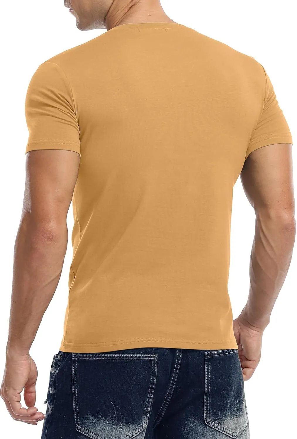 KUYIGO Mens Henley Shirts Slim Fit Short Sleeve Fashion Cotton Tops Tee