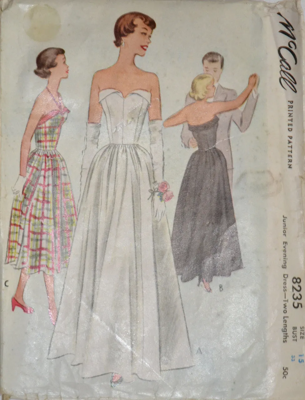 McCall 8235 vintage 1950s dress and evening gown pattern 33B