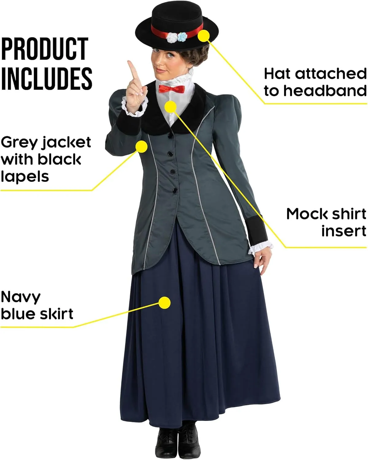 Morph English Nanny Costume Women, Halloween Costumes For Women, Nanny Costume For Adults