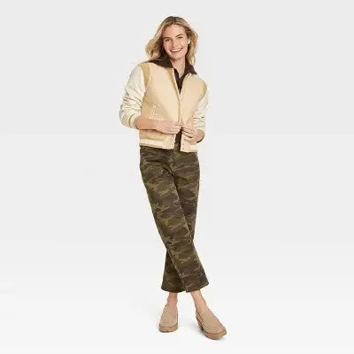 New - Universal Thread Women's Snap Button Winter Faux Leather Varsity Jacket