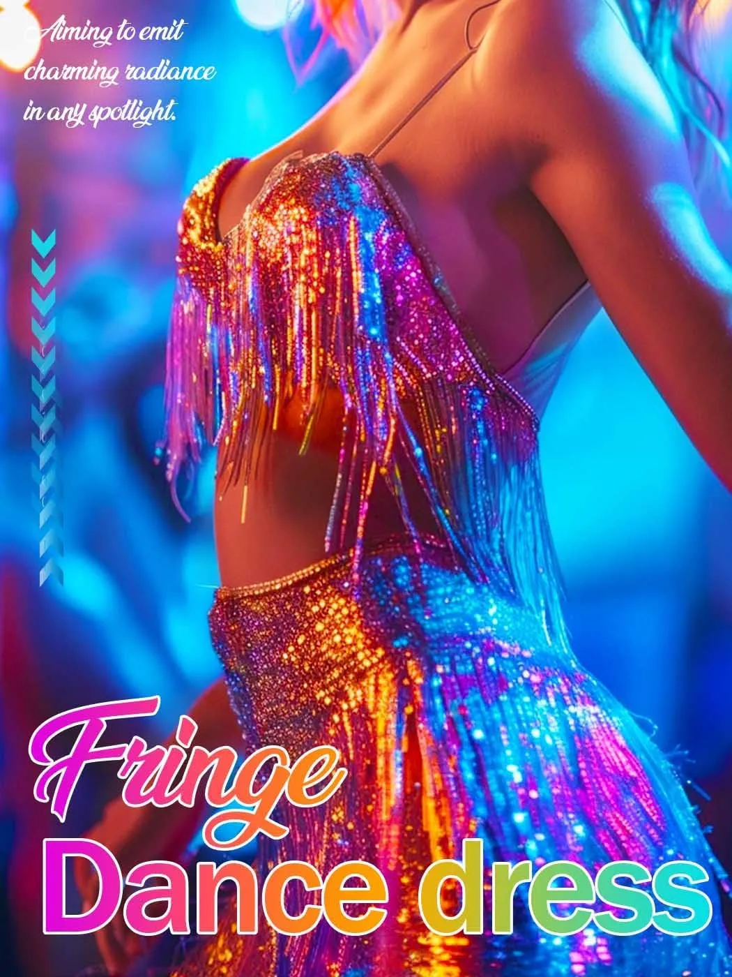 Nicute Womens Sequin Fringe Dress Sparkly 1920s Flapper Dress Tassel Dresses Tango Ballroom Latin Costumes