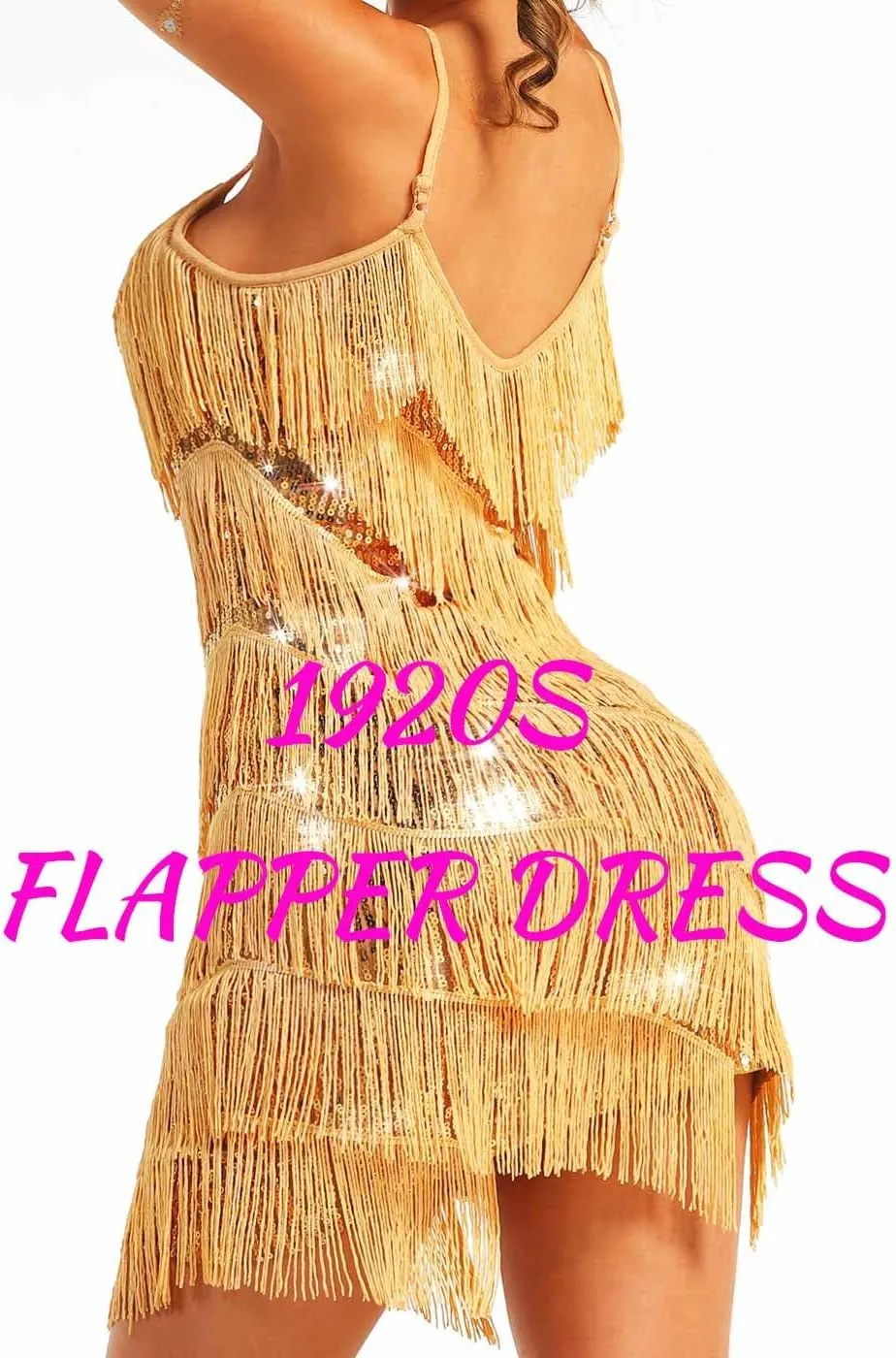 Nicute Womens Sequin Fringe Dress Sparkly 1920s Flapper Dress Tassel Dresses Tango Ballroom Latin Costumes