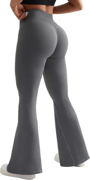 OMKAGI Butt Lifting Flare Leggings for Women Tummy Control Wide Leg Flared Yoga Pants