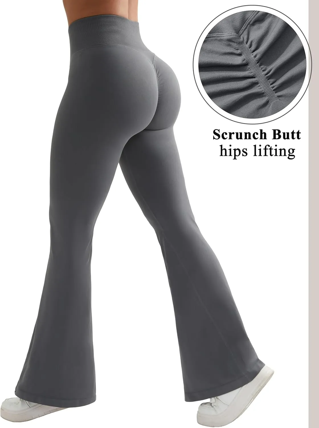 OMKAGI Butt Lifting Flare Leggings for Women Tummy Control Wide Leg Flared Yoga Pants