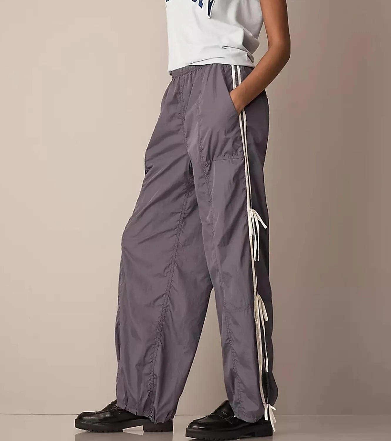 OPCAKM Women's Baggy Pants Elastic Waist Striped Track Sweatpants Parachute Pants