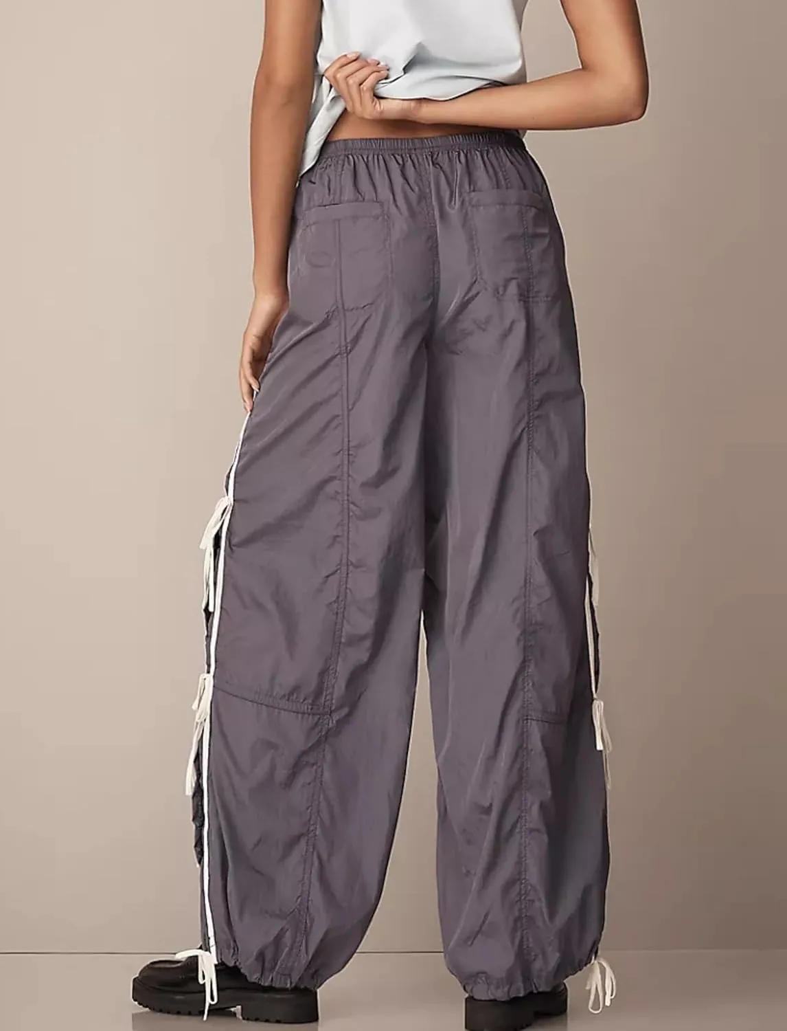 OPCAKM Women's Baggy Pants Elastic Waist Striped Track Sweatpants Parachute Pants