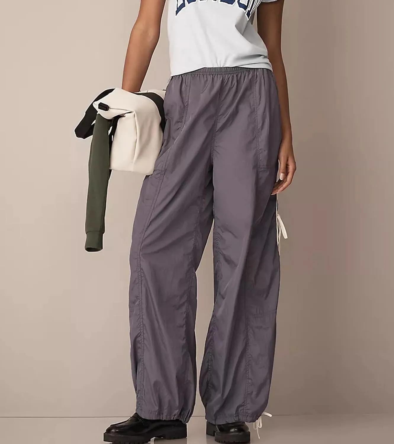 OPCAKM Women's Baggy Pants Elastic Waist Striped Track Sweatpants Parachute Pants