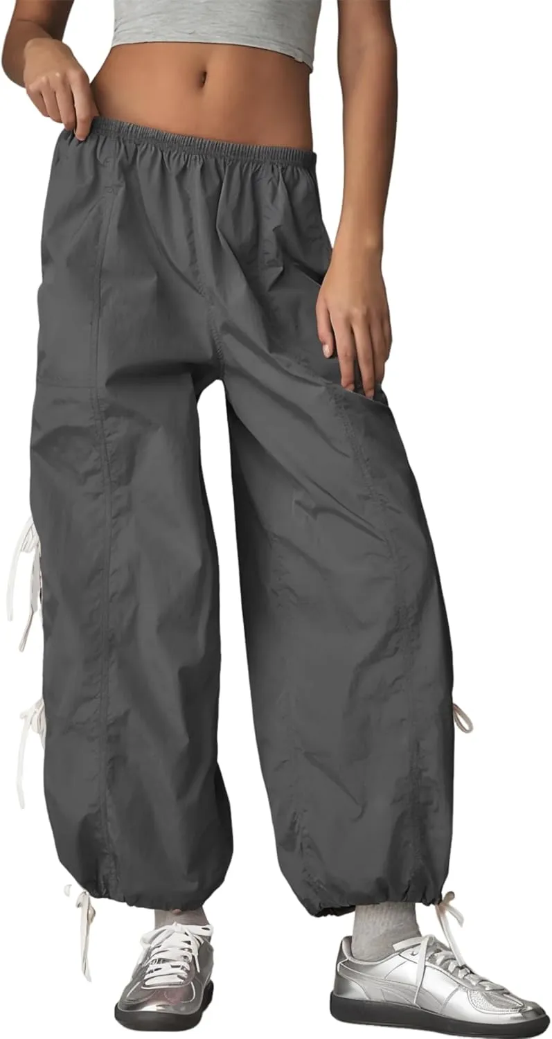 OPCAKM Women's Baggy Pants Elastic Waist Striped Track Sweatpants Parachute Pants