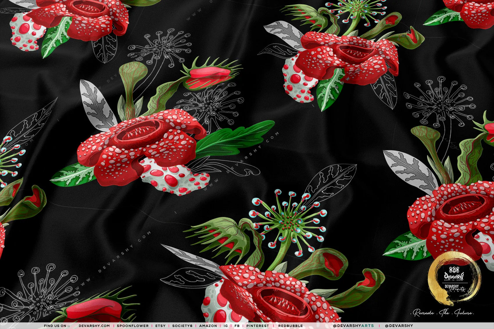 Red Poinsettia Apparel Fabric 3Meters , 9 Designs | 8 Fabrics Option | Fabric By the Yard | 070