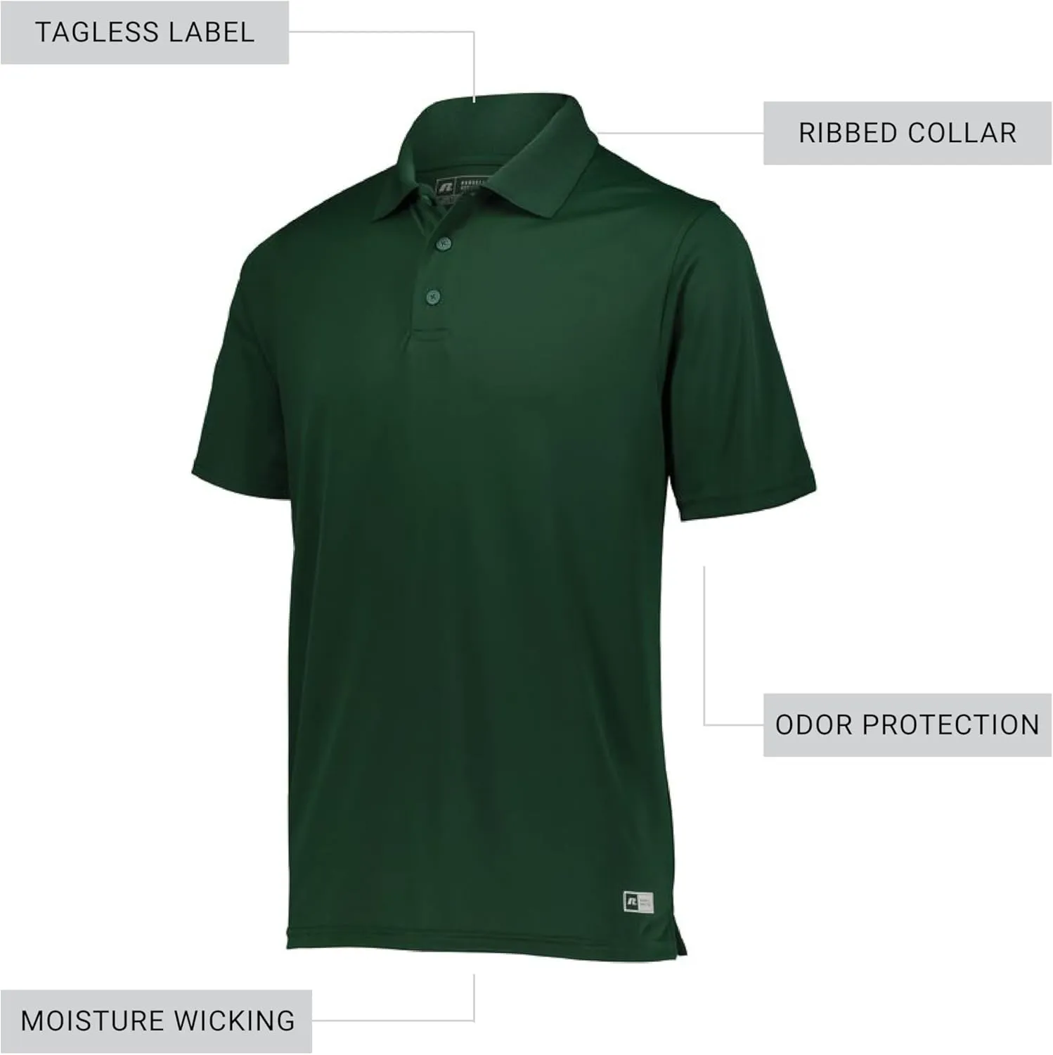 Russell Athletic Men's Power Performance Polo-Premium Dri-fit Shirt, Perfect for Golf, Tennis, and Athletic Activities