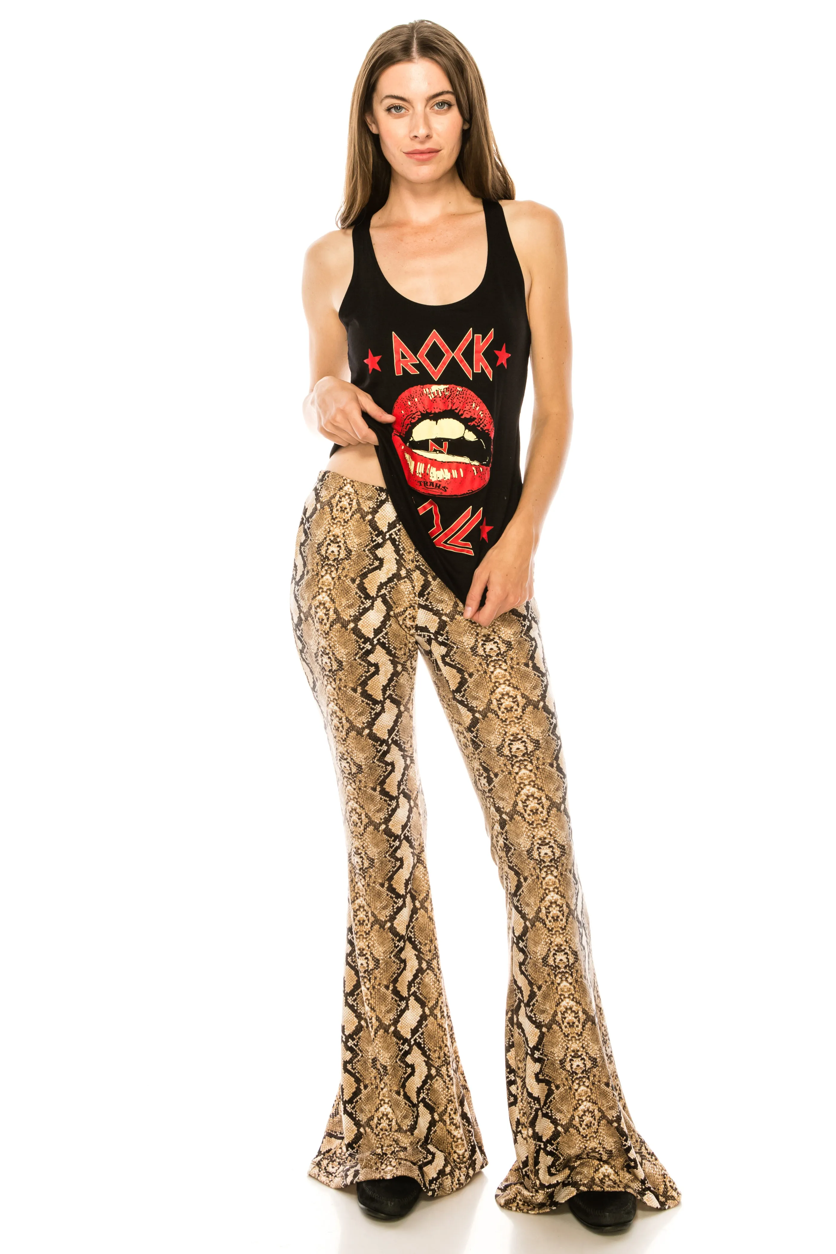 SNAKESKIN FLARE PANTS