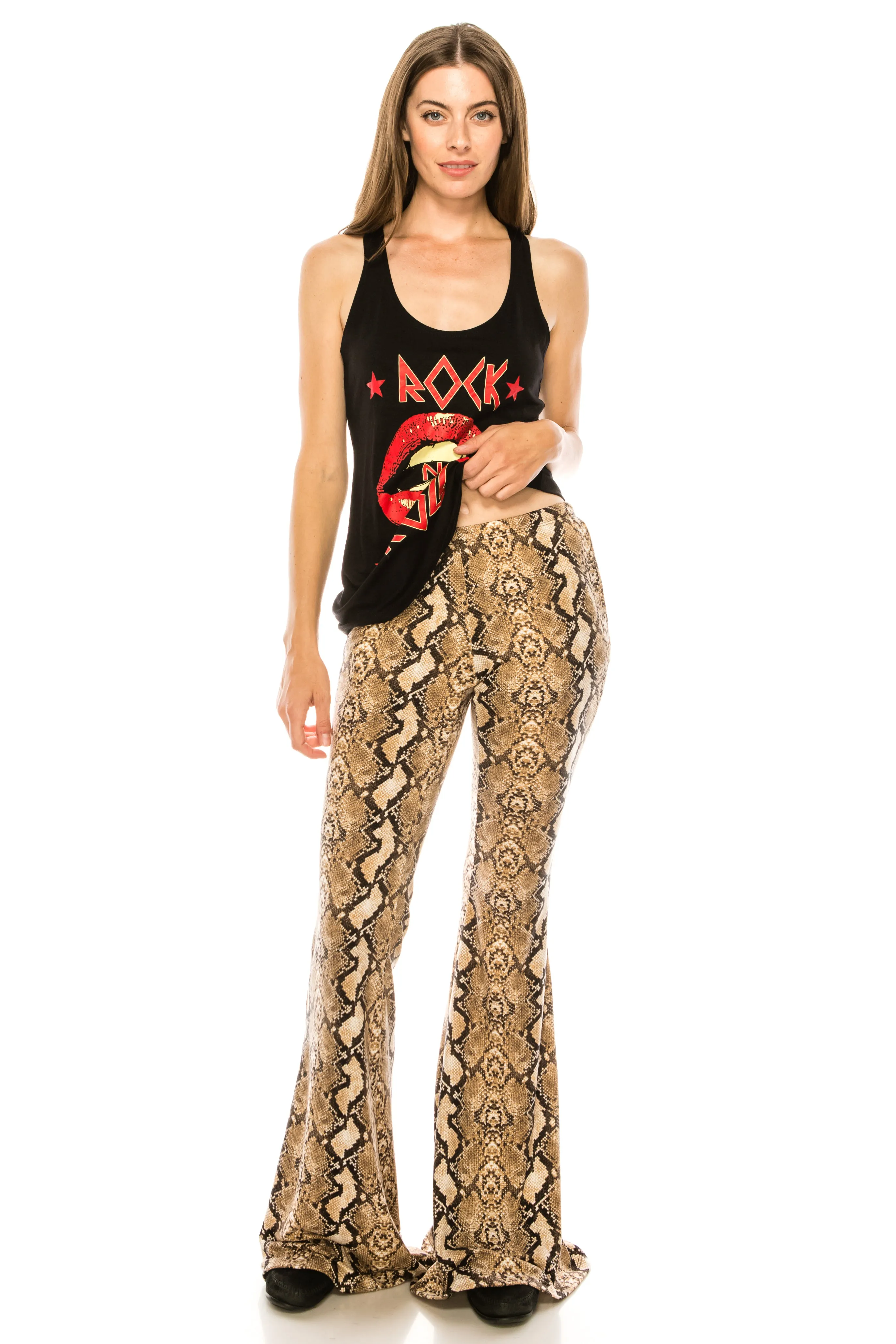 SNAKESKIN FLARE PANTS