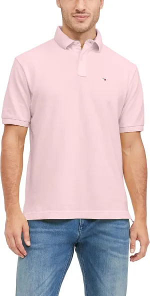 Tommy Hilfiger Men's Polo Shirt Classic Fit, Pebble Pink Medium