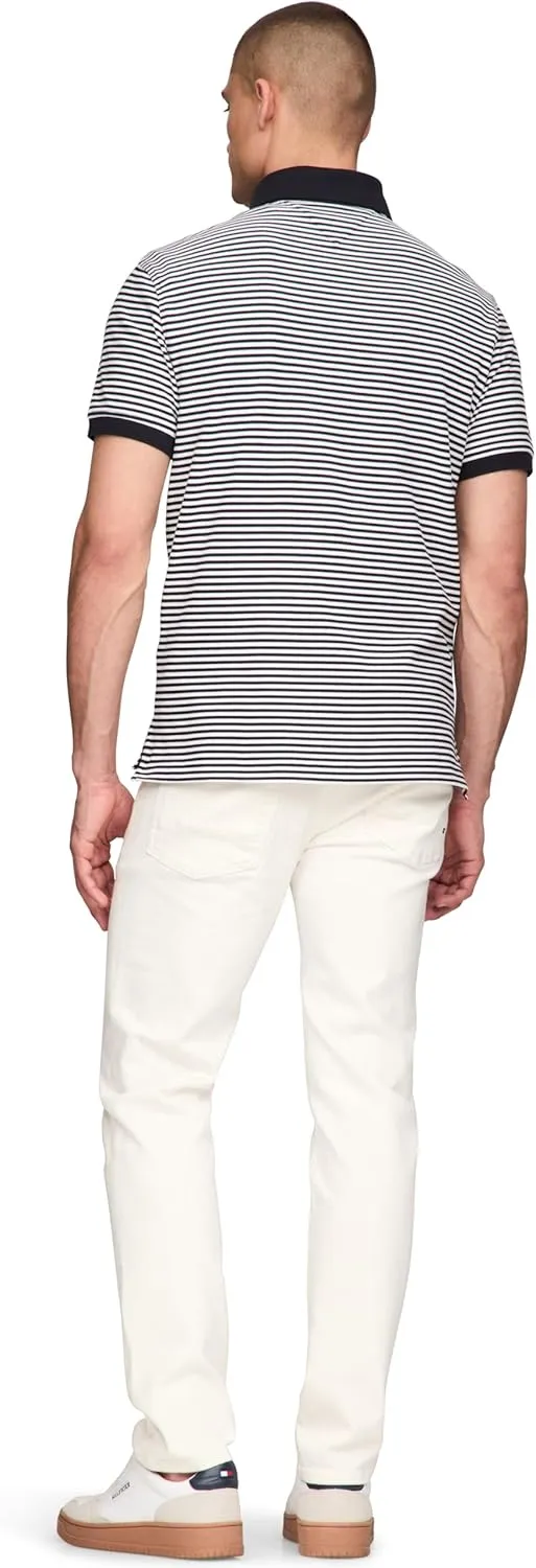 Tommy Hilfiger Men's Short Sleeve Polo Shirts in Classic Fit with Stretch and Organic Pique Cotton