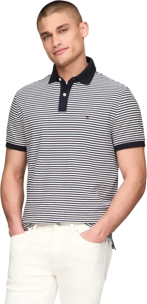 Tommy Hilfiger Men's Short Sleeve Polo Shirts in Classic Fit with Stretch and Organic Pique Cotton